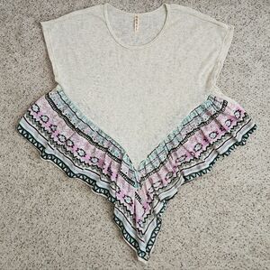 Vocal Western Aztec Ruffle Short Sleeve Top